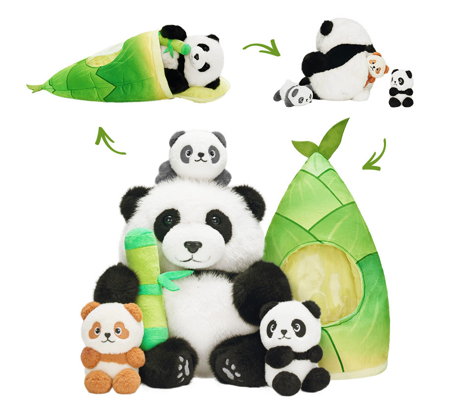 Panda-Tierfamilie-Plüschspielzeug-Set