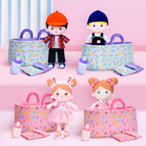 Personalisierte Puppe und Babybett-Accessoires mit Namen