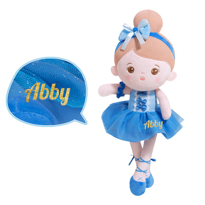 Blaues Ballett Tutu personalisierte Plüschpuppe