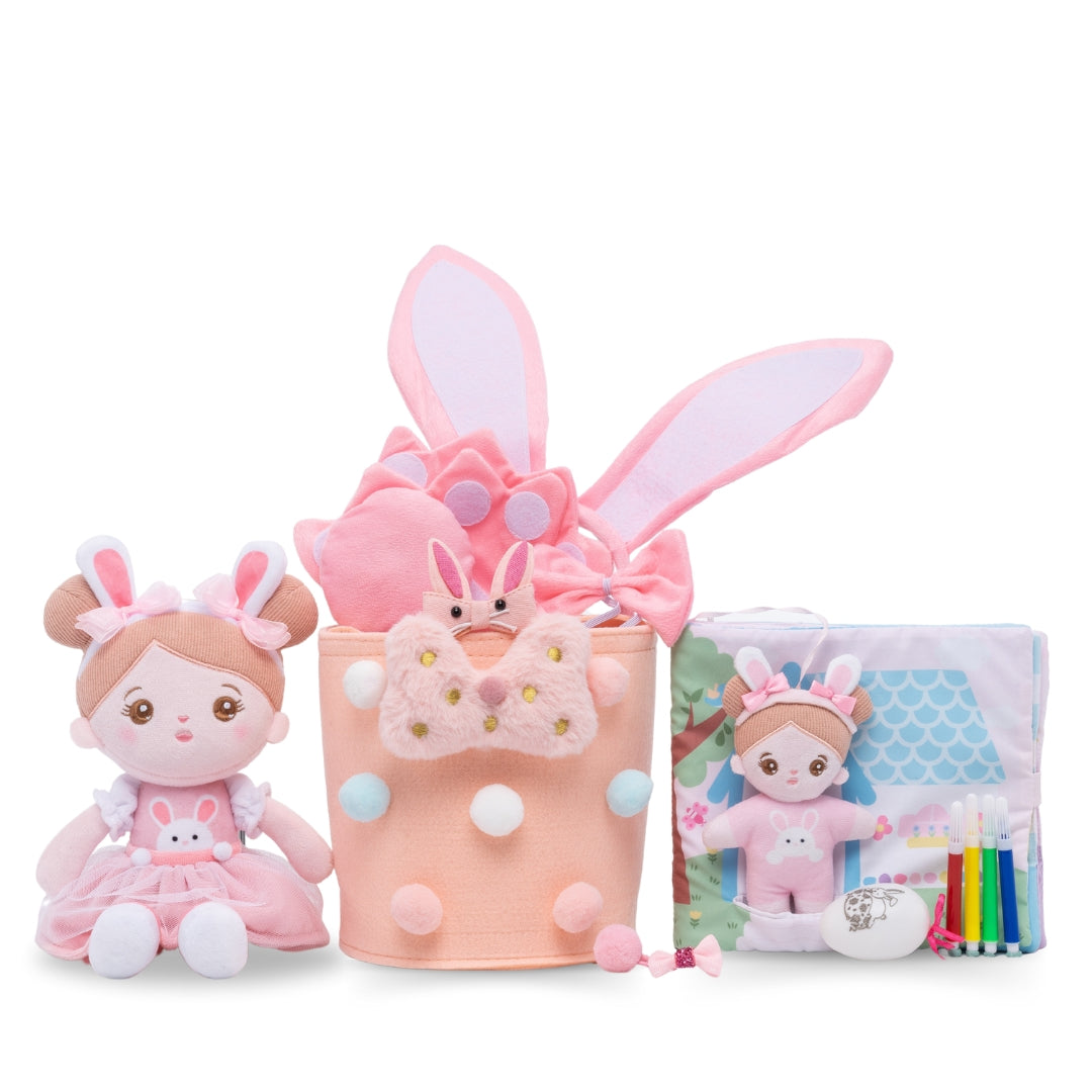 Osterangebot - Personalisiertes Hasenmädchen-Plüschpuppen-Geschenkset