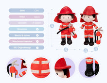 Laden Sie das Bild in den Galerie-Viewer, Personalisiertes Baby&#39;s First Fire Truck Plüsch Sensory Spielzeug Set