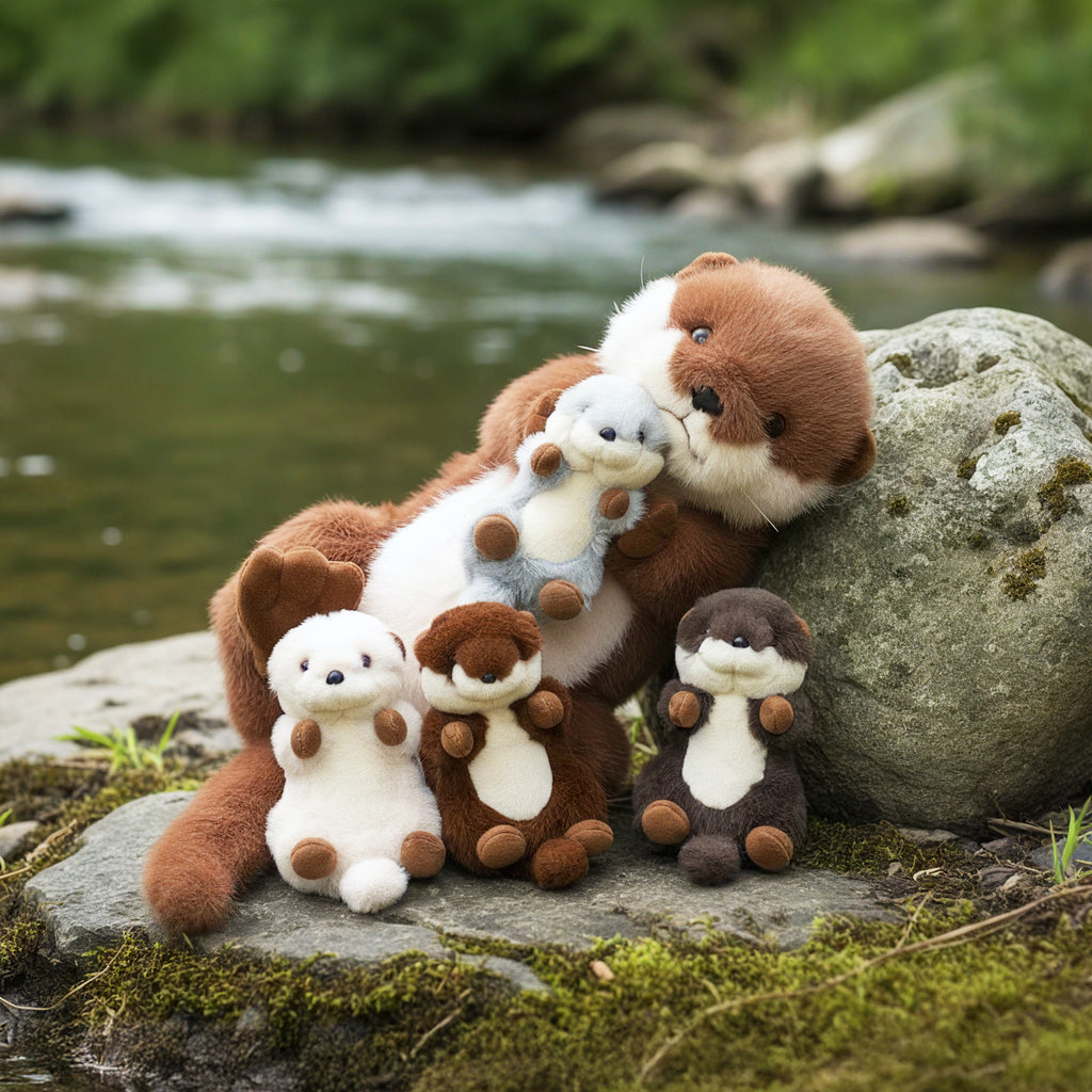 Otter-Plüschtier mit 4 Babys