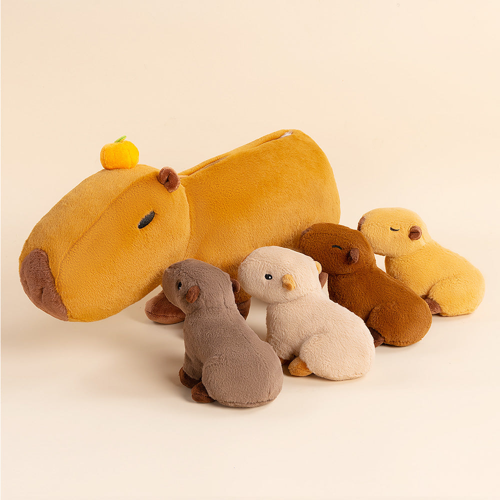 Plüschspielzeug der Capybara-Familie mit 4 Babys Geschenkset für Kleinkinder