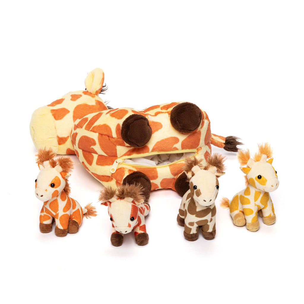 Plüschtier Giraffenfamilie mit 4-teiligem Baby-Geschenkset für Kleinkinder