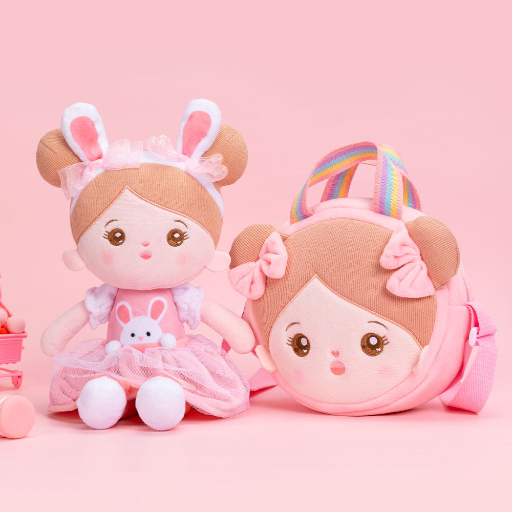 Osterangebot - Personalisiertes Hasenmädchen-Plüschpuppen-Geschenkset