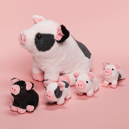Plüschtier Der Familie Der Gefleckten Schweine, Das 4 Süße Plüschferkel Enthält