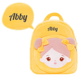 Personalisierter gelber offener Augen Plüsch Baby Mädchen Rucksack