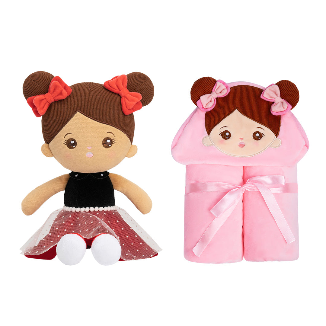 Personalisierte Puppe und 89 cm große, weiche Babydecke (Set)