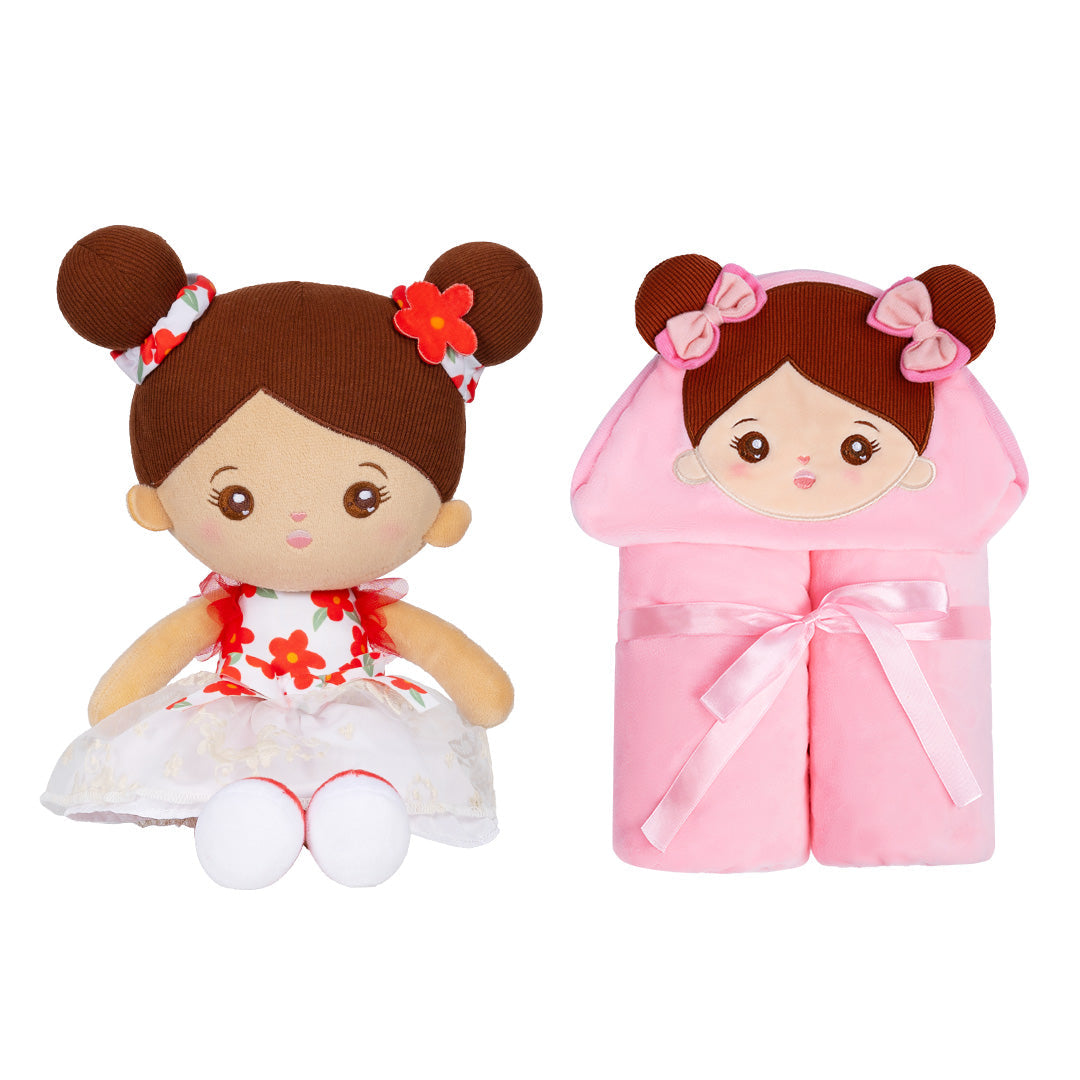 Personalisierte Puppe und 89 cm große, weiche Babydecke (Set)