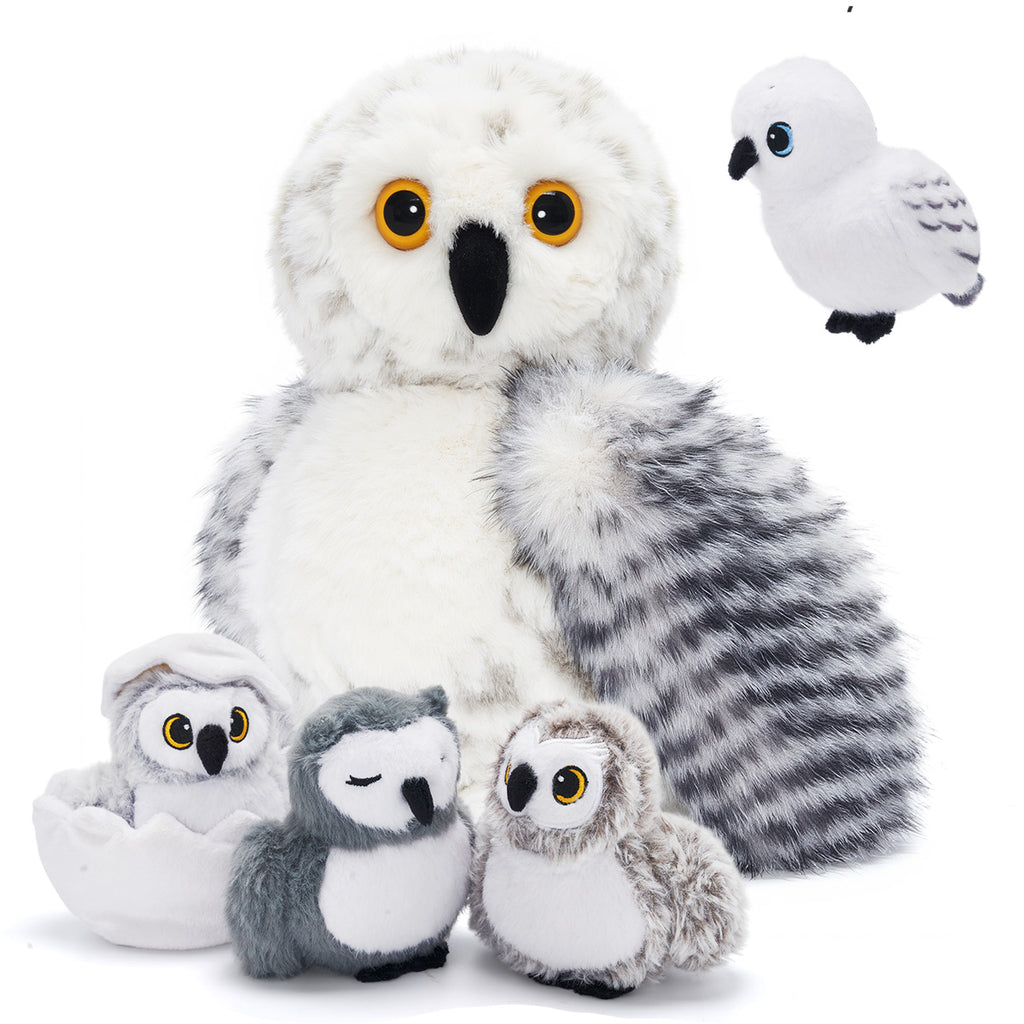Plüschtier Eulefamilie mit 4-teiligem Baby-Geschenkset