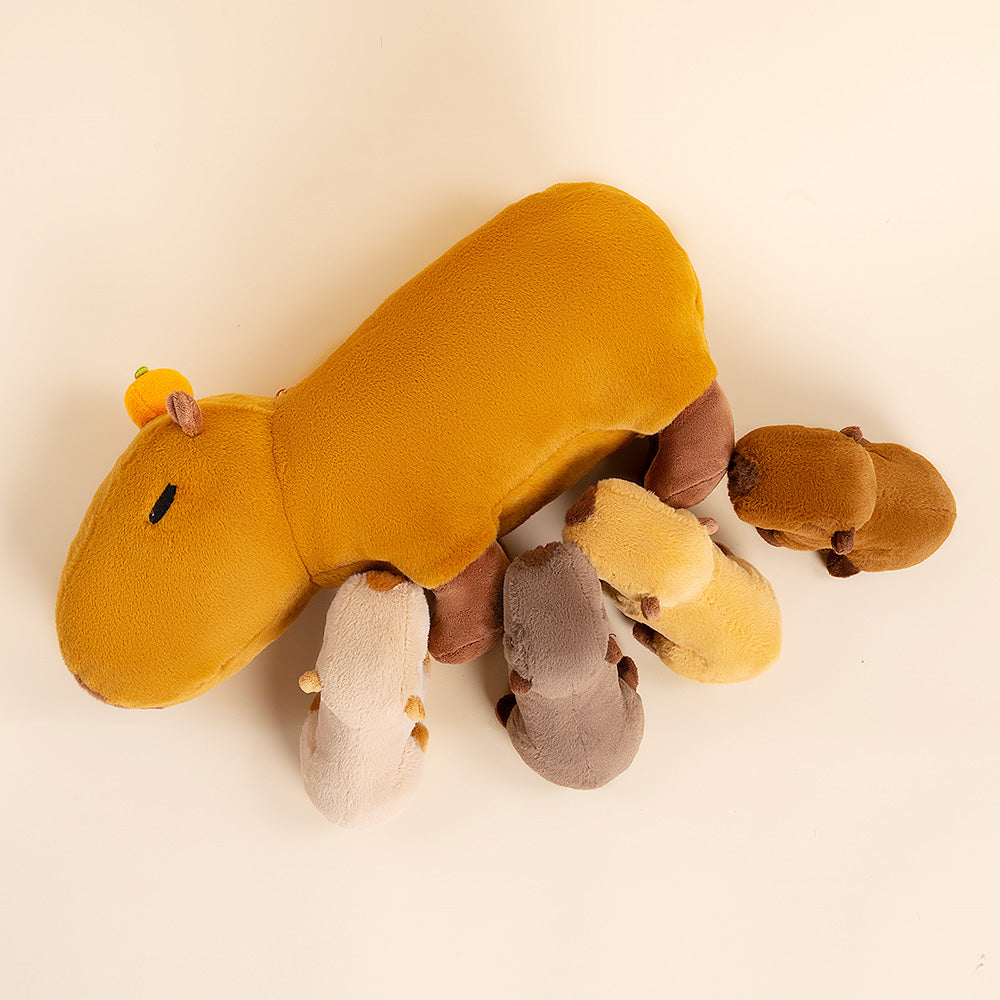 Plüschspielzeug der Capybara-Familie mit 4 Babys Geschenkset für Kleinkinder