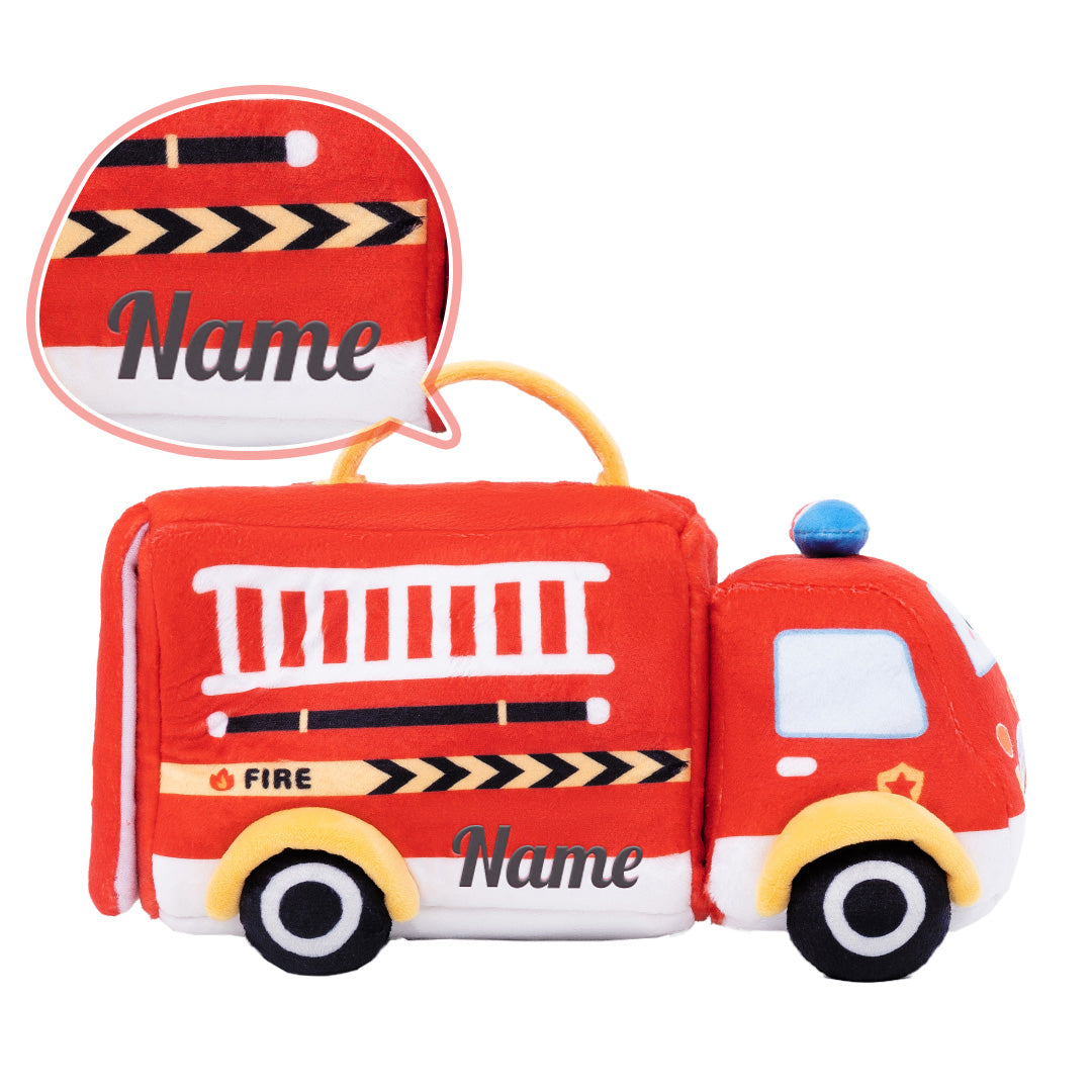 Personalisiertes Baby's First Fire Truck Plüsch Sensory Spielzeug Set
