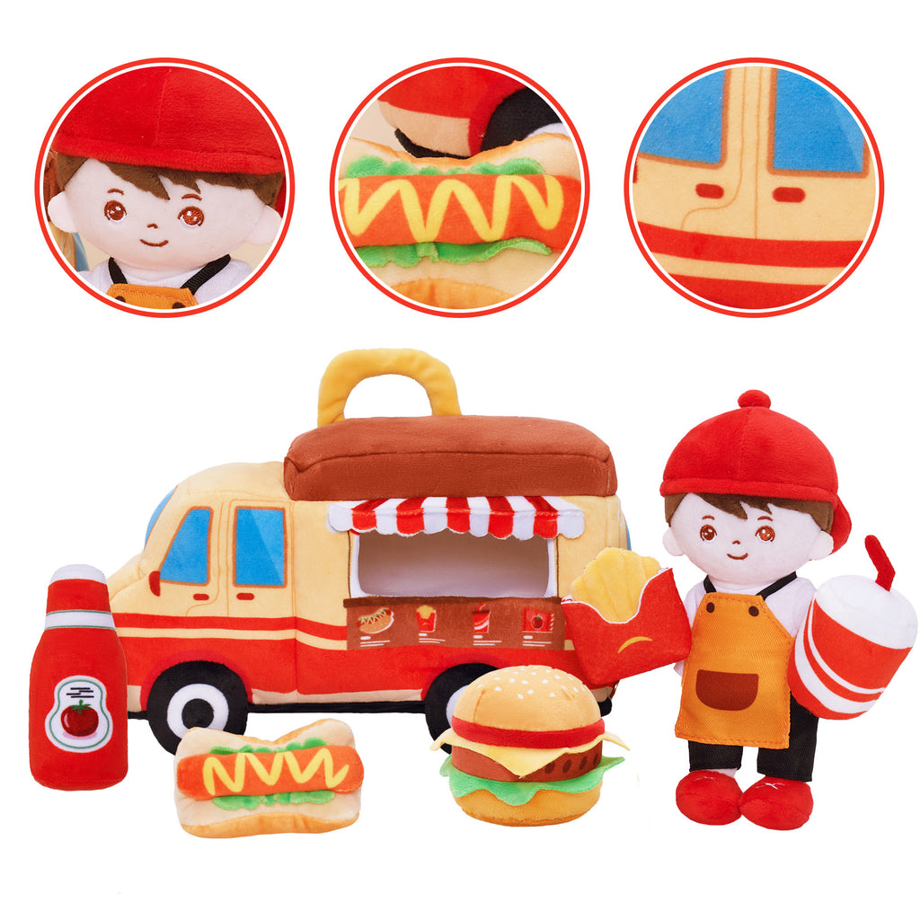 Personalisiertes Baby's First Food Truck Plüschtierset