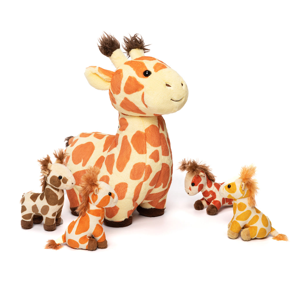 Plüschtier Giraffenfamilie mit 4-teiligem Baby-Geschenkset für Kleinkinder