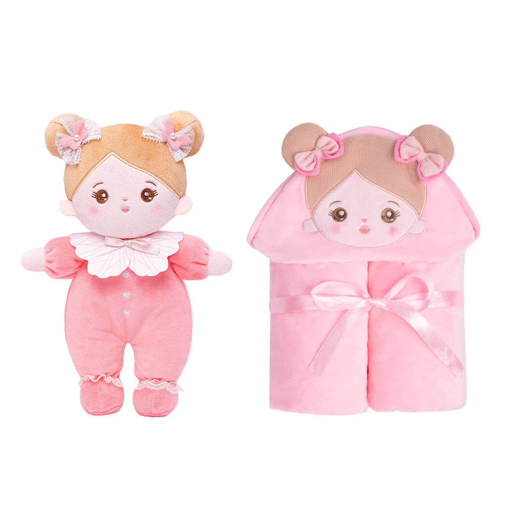 Personalisierte Puppe und 89 cm große, weiche Babydecke (Set)