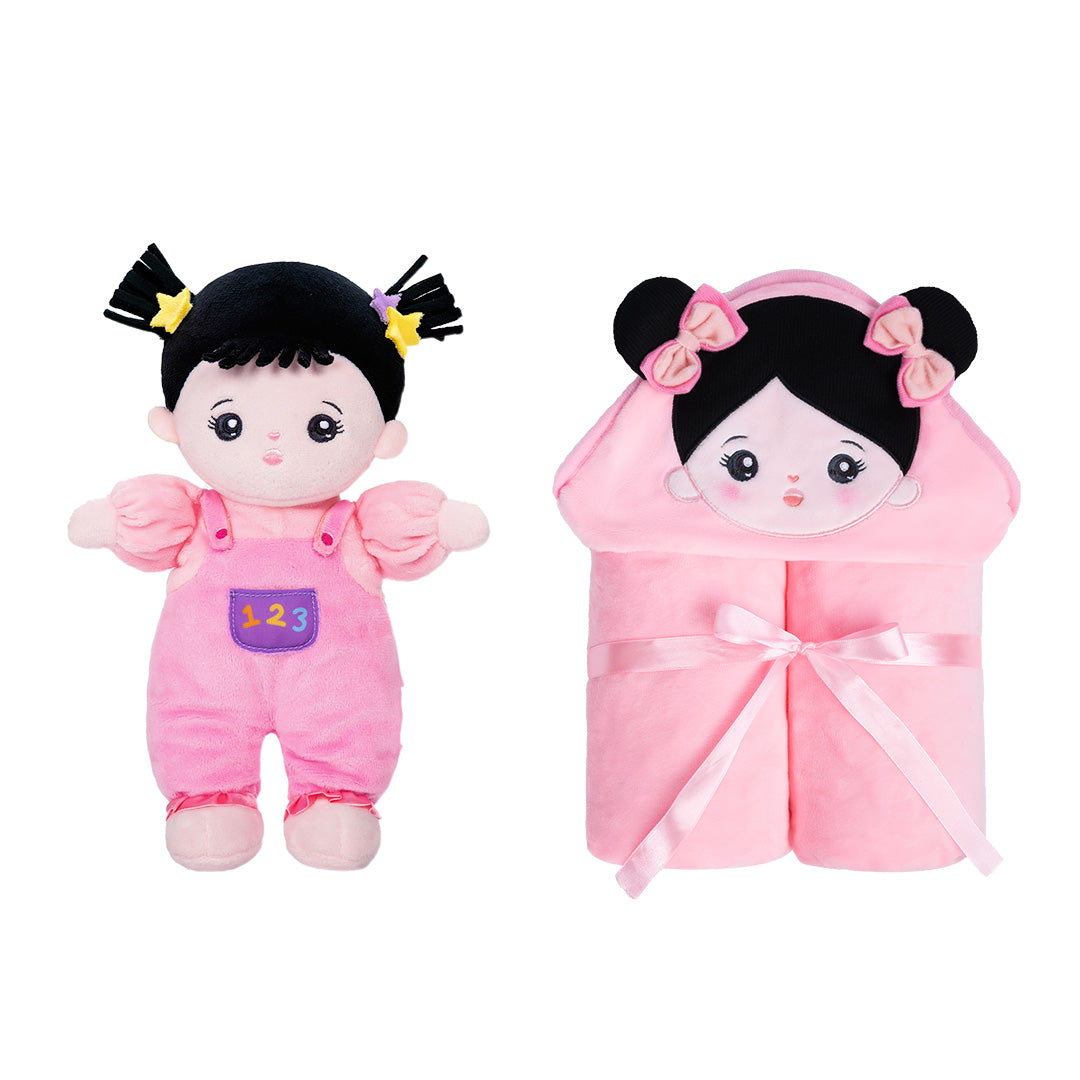 Personalisierte Puppe und 89 cm große, weiche Babydecke (Set)