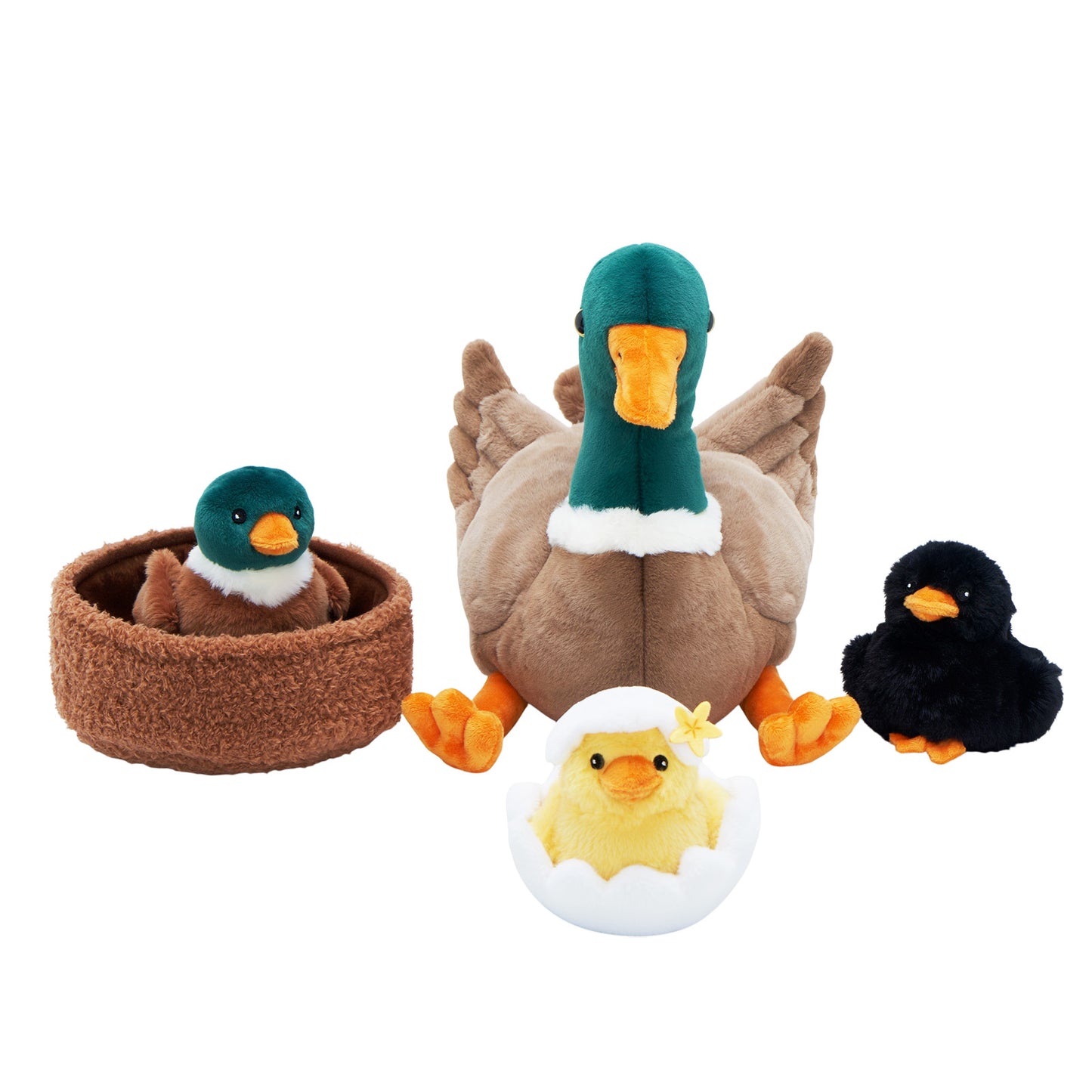 Entenfamilie, Entennest-Plüschtier mit 4 Baby-Enten im Inneren