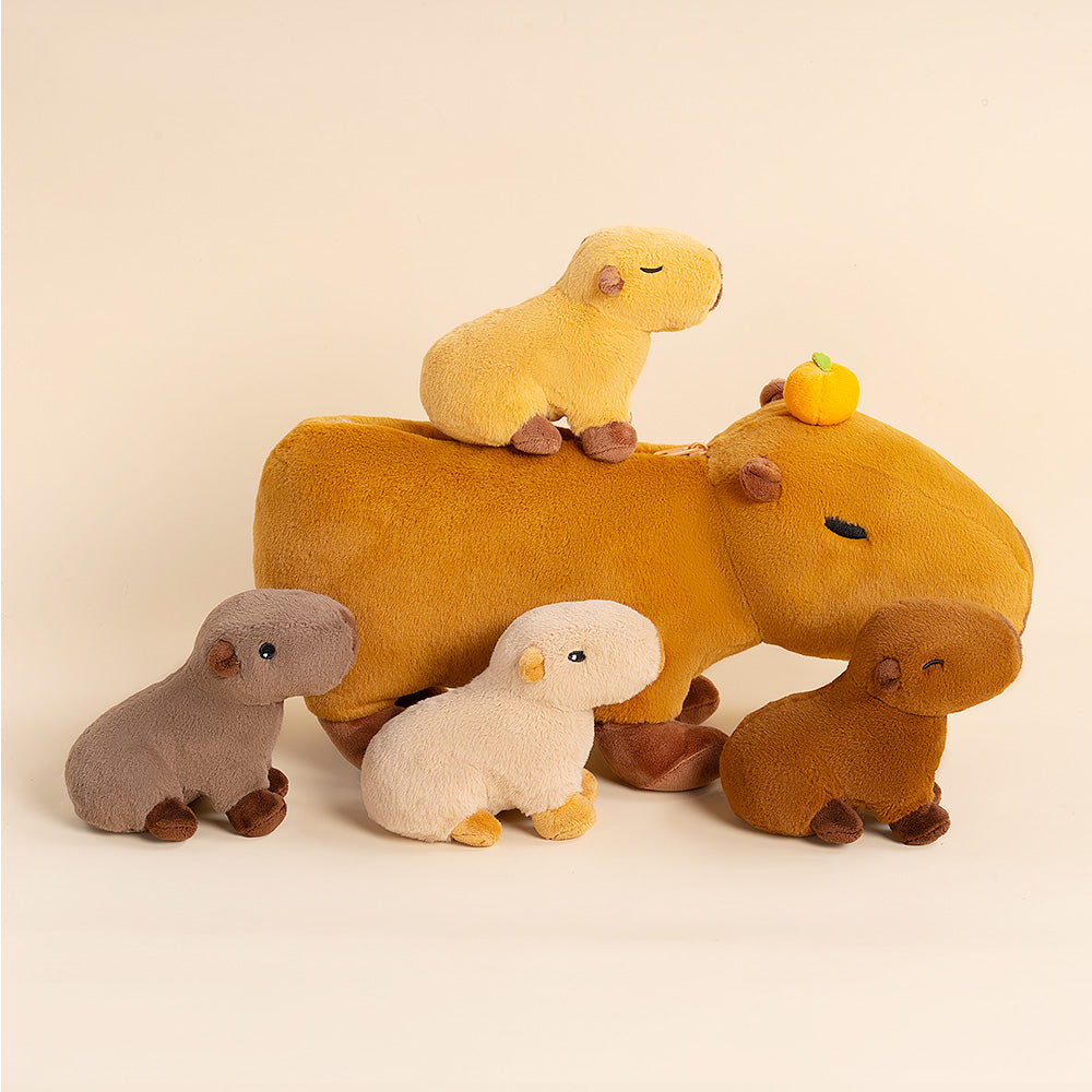 Plüschspielzeug der Capybara-Familie mit 4 Babys Geschenkset für Kleinkinder