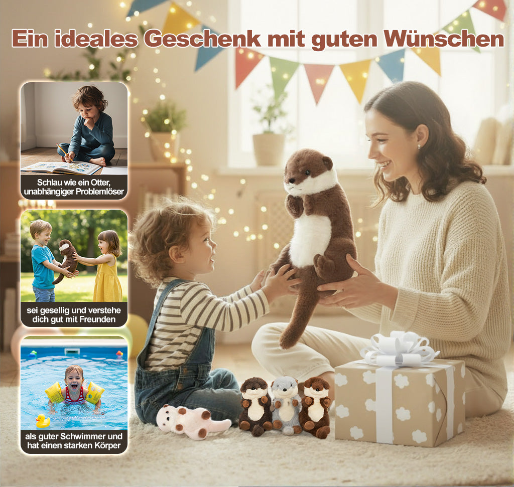 Otter-Plüschtier mit 4 Babys