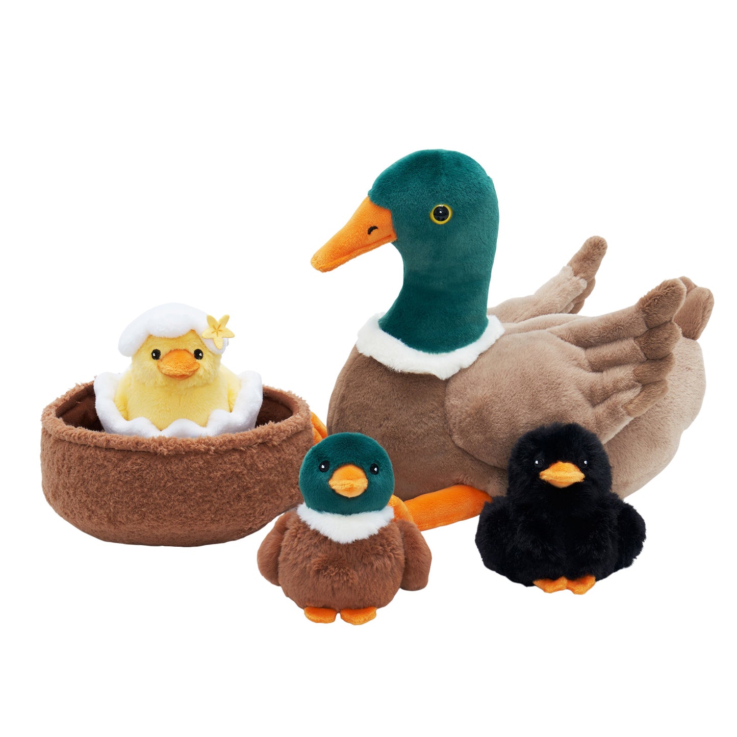 Entenfamilie, Entennest-Plüschtier mit 4 Baby-Enten im Inneren