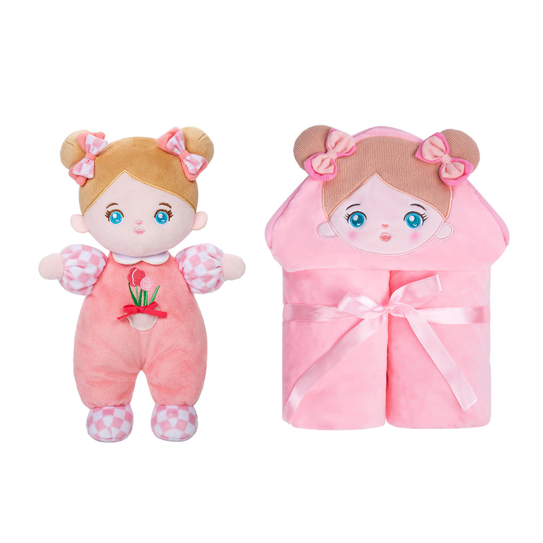 Personalisierte Puppe und 89 cm große, weiche Babydecke (Set)