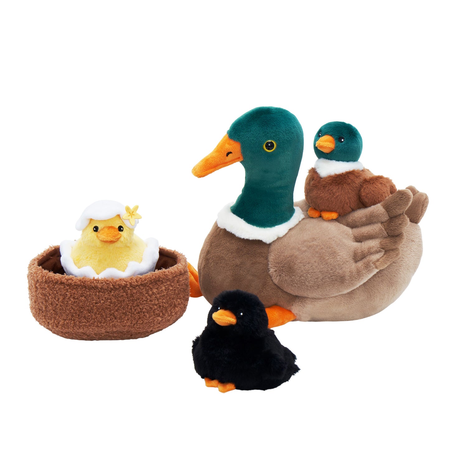 Entenfamilie, Entennest-Plüschtier mit 4 Baby-Enten im Inneren
