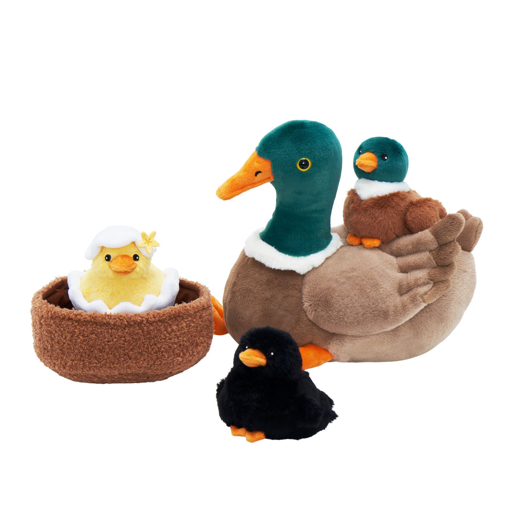 Entenfamilie, Entennest-Plüschtier mit 4 Baby-Enten im Inneren