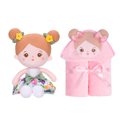 Personalisierte Puppe und 89 cm große, weiche Babydecke (Set)