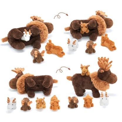 Tierfamilien-Plüschspielzeug-Set – Tiermutter und Tierbabys