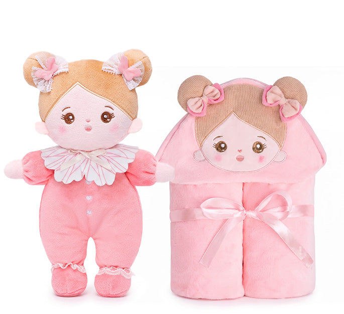 Personalisierte Puppe und 89 cm große, weiche Babydecke (Set)