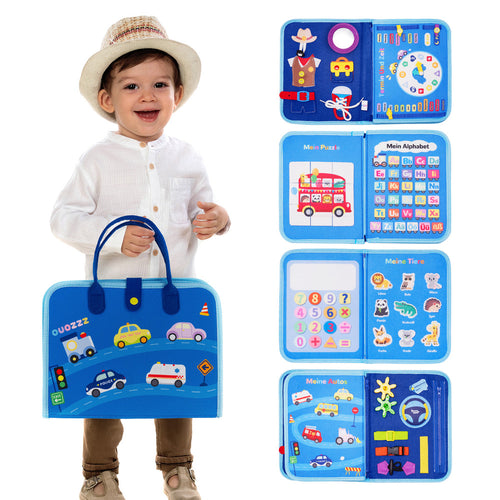 Personalisiertes Montessori Busy Board (Deutsche Ausgabe) - Sensorisches Lernspielzeug für Vorschulkinder