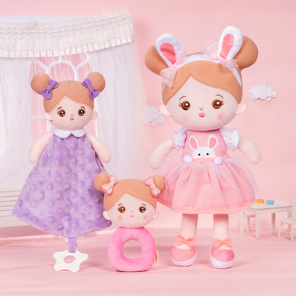 Osterangebot - Personalisiertes Hasenmädchen-Plüschpuppen-Geschenkset