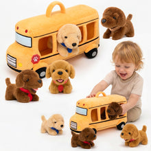 Laden Sie das Bild in den Galerie-Viewer, Personalisierbares Plüsch-Schulbus-Spielset mit Welpen (5-teiliges Set)