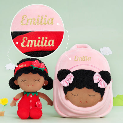 Tiefen Teint Personalisierte Plüschpuppen im Erdbeerrotes Outfit