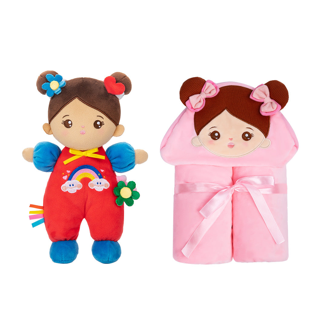 Personalisierte Puppe und 89 cm große, weiche Babydecke (Set)