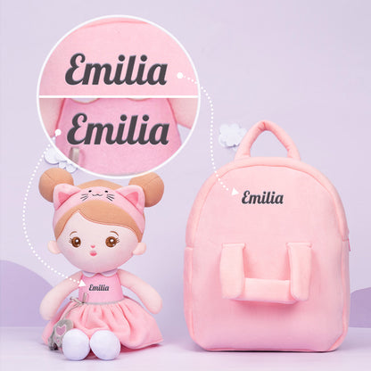Personalisierte Plüschpuppen mit Offenen Augen aus Rosa Katze