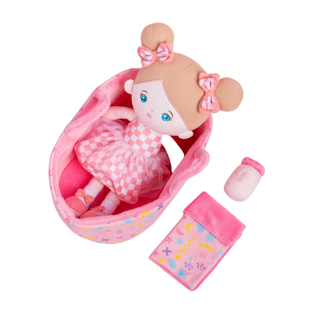 Personalisierte Puppe und Babybett-Accessoires mit Namen