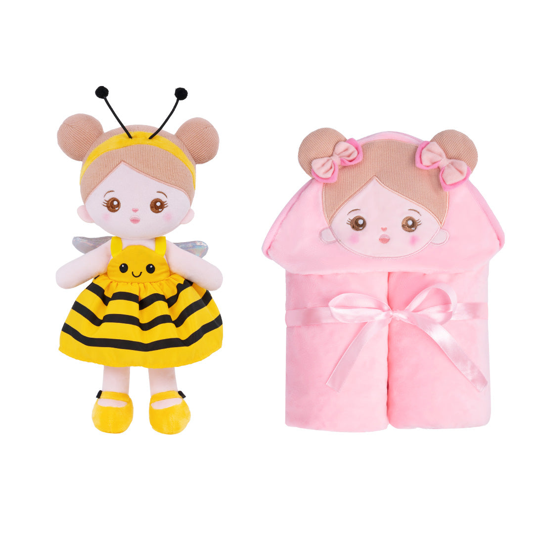 Personalisierte Puppe und 89 cm große, weiche Babydecke (Set)