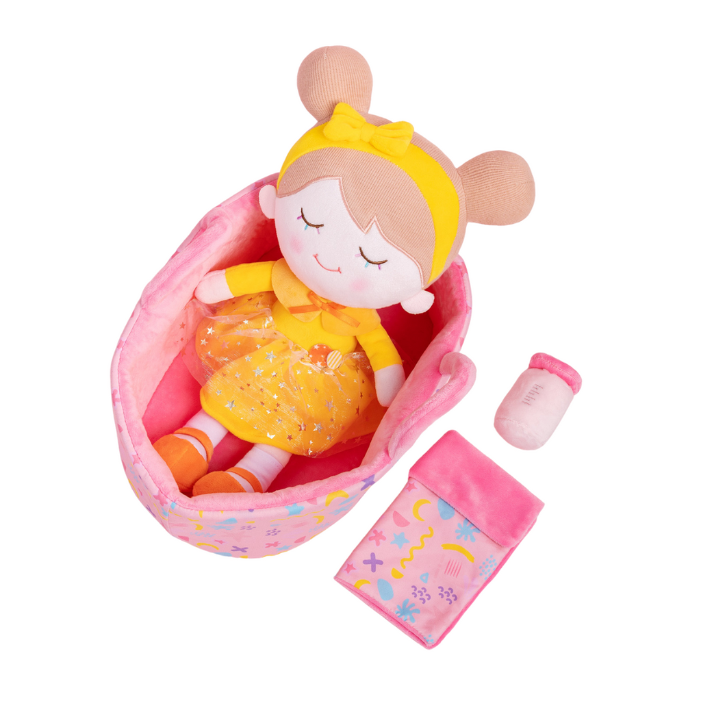 Personalisierte Puppe und Babybett-Accessoires mit Namen