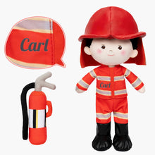 Laden Sie das Bild in den Galerie-Viewer, Personalisiertes Baby&#39;s First Fire Truck Plüsch Sensory Spielzeug Set