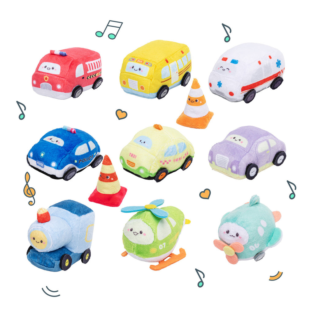Personalisierte Spielset zum Ersten Plüschspielzeug der Autogeschichte mit Geräuschen für Babys