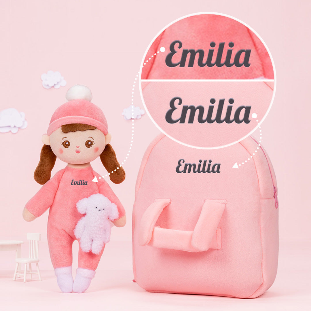 Mini Rosa Personalisierte Plüschpuppen mit Zöpfe