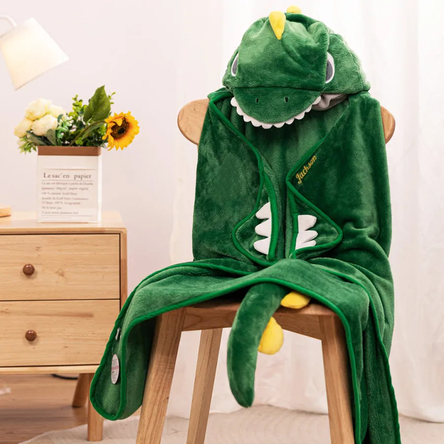 Kuschelweiche Kapuzendecke - Dinosaurier & Einhorn