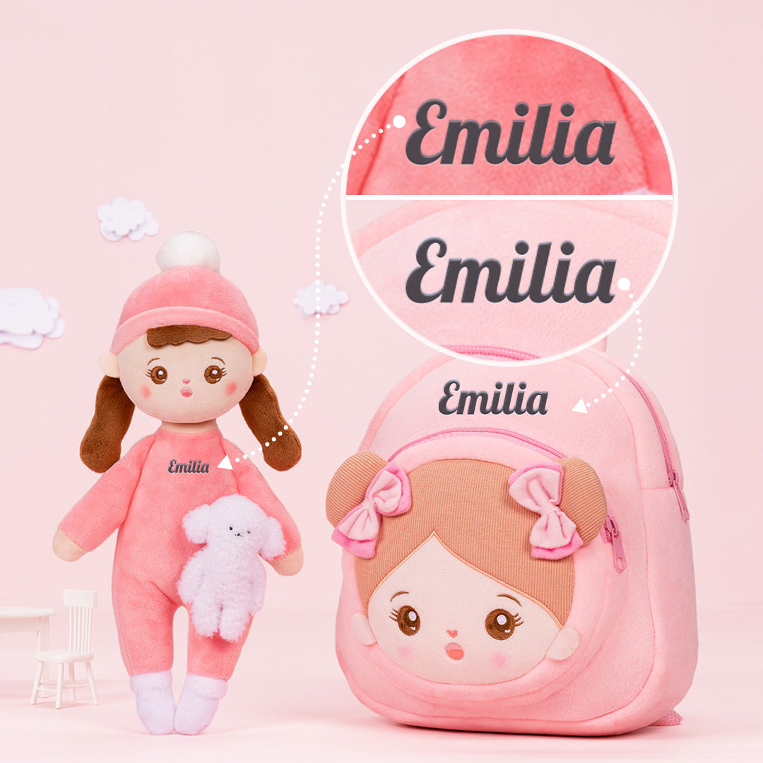 Mini Rosa Personalisierte Plüschpuppen mit Zöpfe