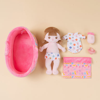 Mini Weiße Personalisierte Plüschpuppen mit Wechselbarem Outfit