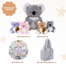 Laden Sie das Bild in den Galerie-Viewer, Plüschspielzeug der Koala-Familie mit 4 Babys Geschenkset für Kleinkinder