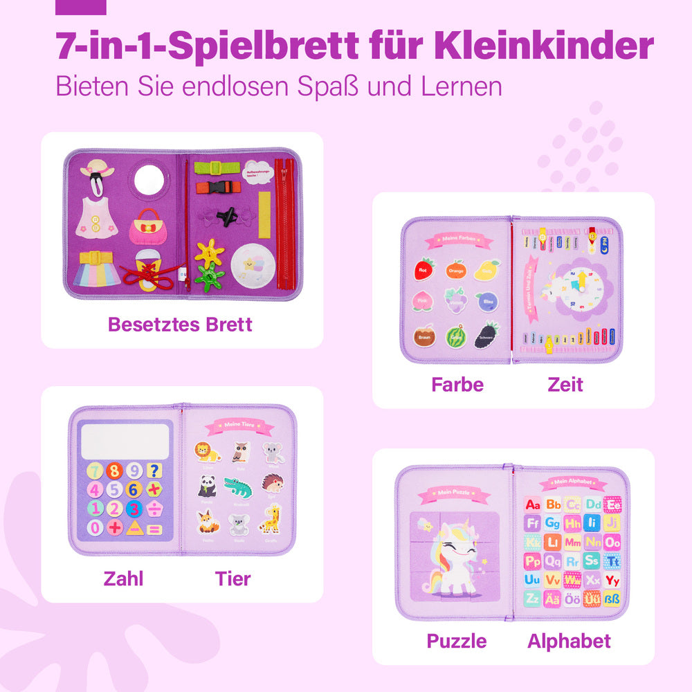 Personalisiertes Einhorn-Beschäftigungsbrett Montessori-Spielzeug