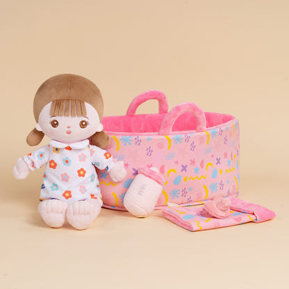 Mini Weiße Personalisierte Plüschpuppen mit Wechselbarem Outfit
