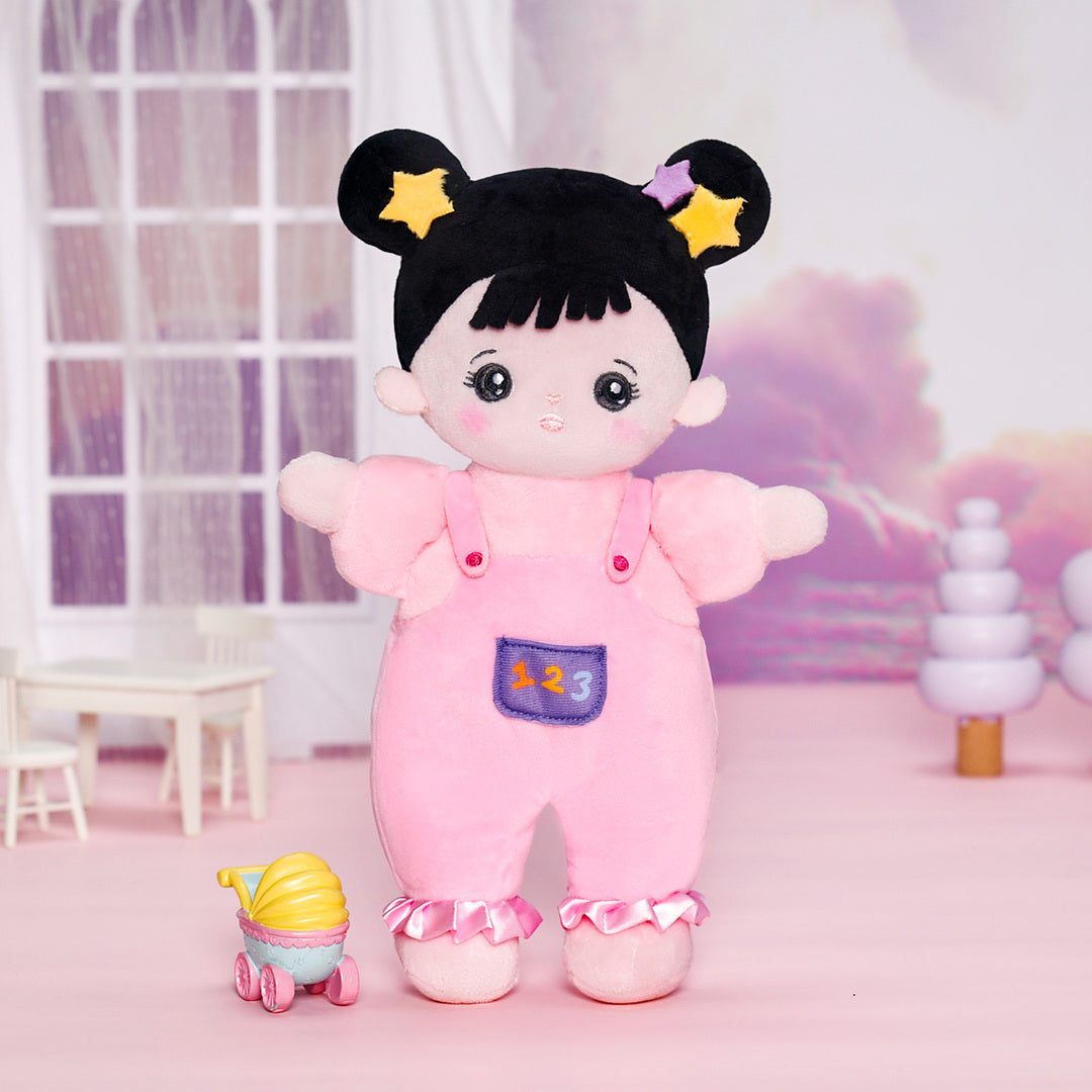 Mini Personalisierte Plüschpuppen mit Offenen Augen im Schwarzen Haar & Geschenkset