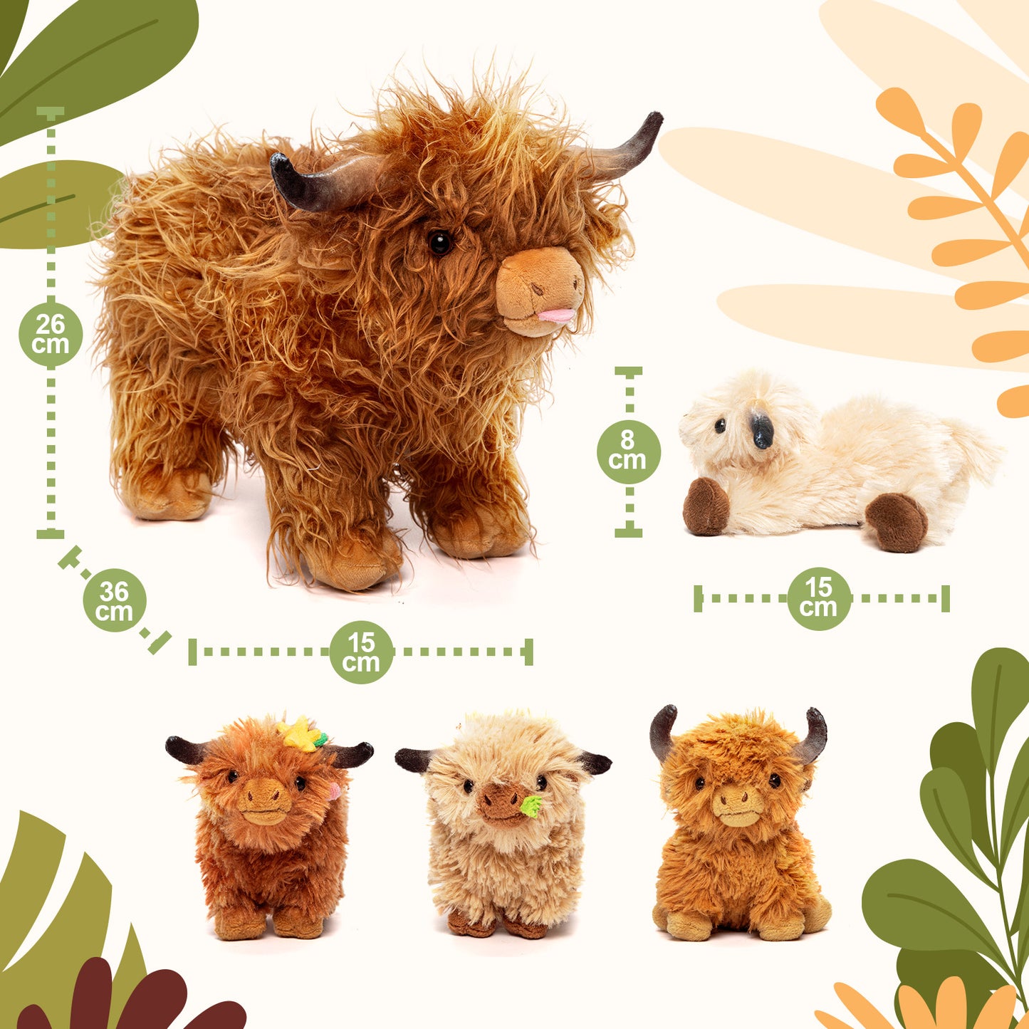 Tierfamilien-Plüschspielzeug-Set – Tiermutter und Tierbabys